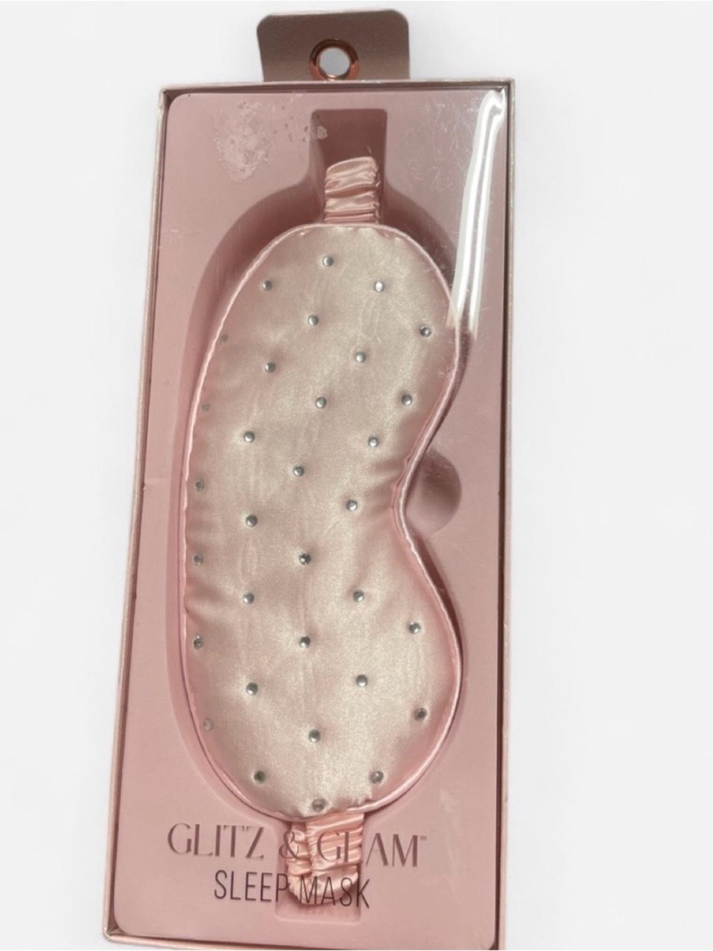 Pink Sleep Mask - Satin Eye Mask with Stud Accents